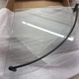 14 in  W x 10 in D Wall Mount Bathroom Corner Triangle Glass Shelf, Matte Black